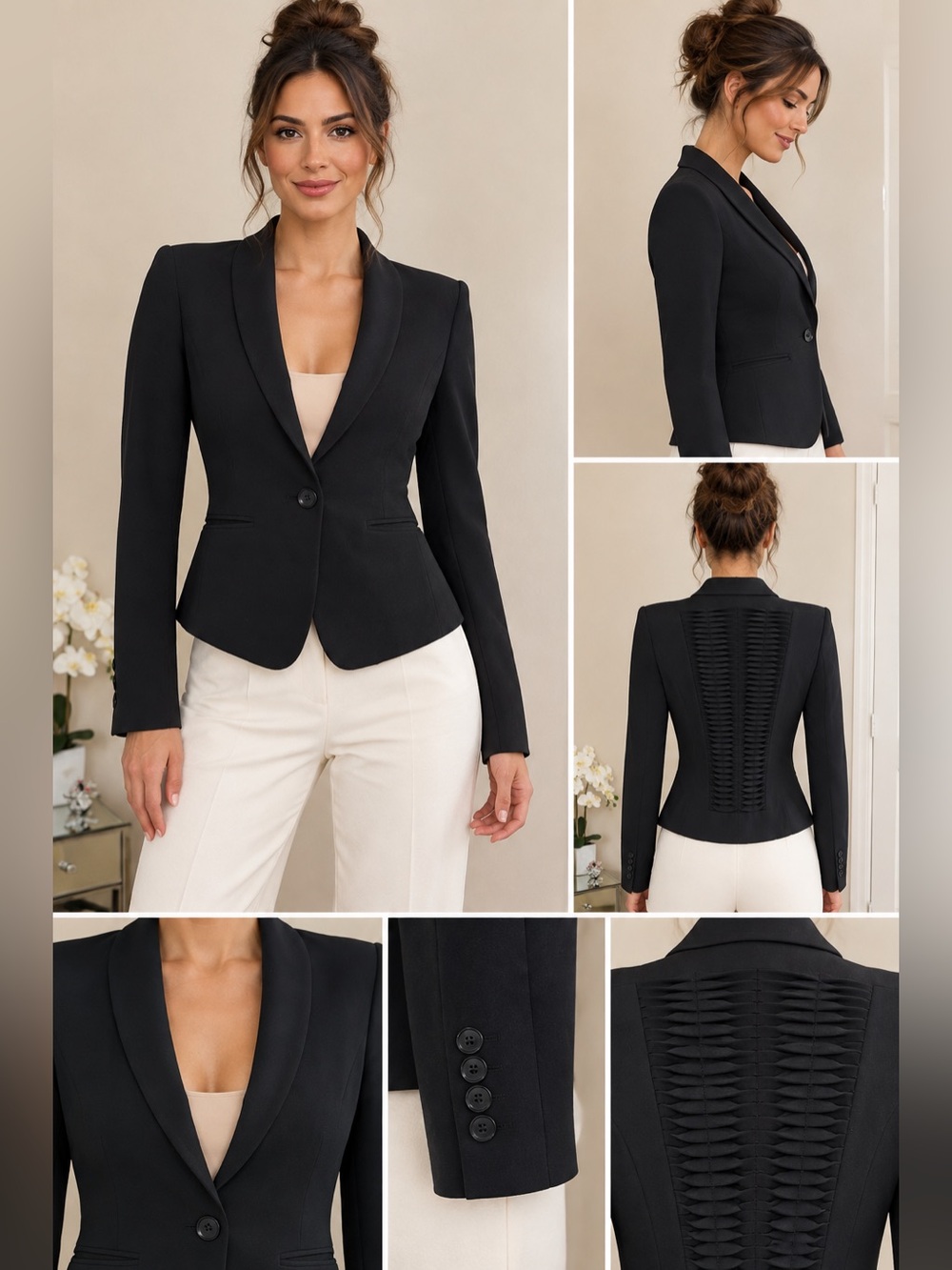 BCBGMaxAzria Black Single-Button Notch-Lapel Blazer